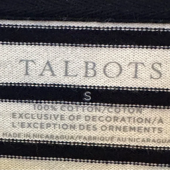 Talbots Classic Navy and White Breton Striped Long Sleeve Top - Picture 4 of 6